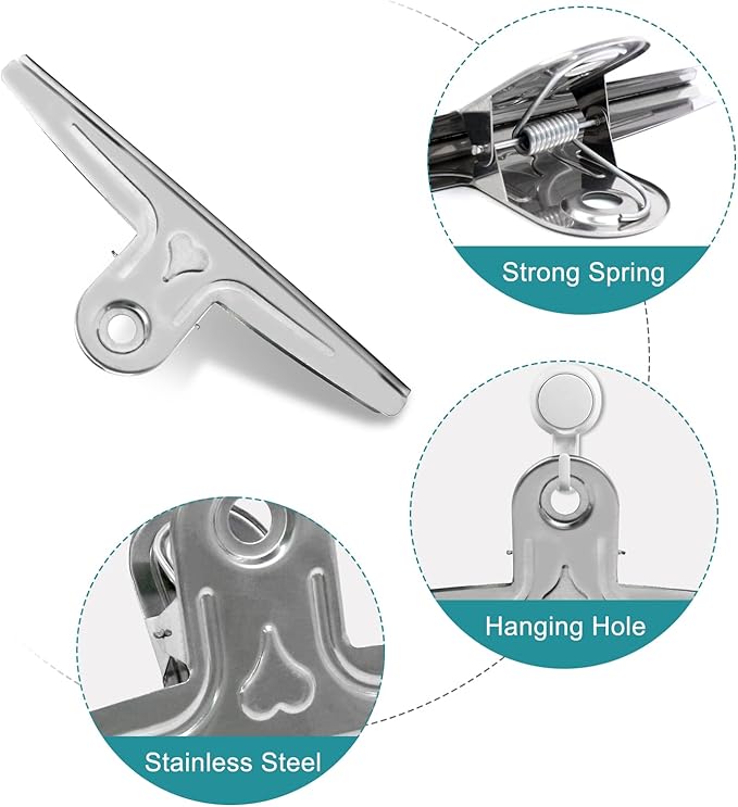 Coideal Extra Large Bulldog Paper Clips, 30cm Jumbo XXL Easel Clips Stainless Steel 2 Pcs Heavy Duty Binder Clamps for Office File (Silver, 11 4/5 Inch)