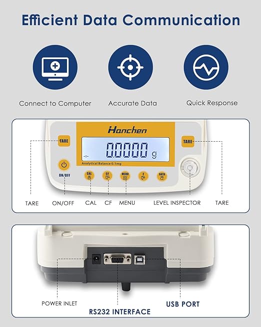 Hanchen Electronic Analytical Balance, 0.1mg 220g Precise Digital Scale for Lab Pharmacy Chemical Plant Jewelry Store 220g/0.0001g