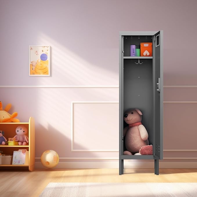 Metal Cabinet Home Office Storage,Lockers,Lockable Employees Metal Locker with Door,54" Height Steel Locker,Lockable Steel Locker for Gym,School,Home,Office,Garage,Assembly Required