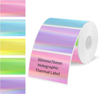3x2 Inch Holographic Thermal Labels, Colorful Direct Thermal Stickers Label, Self-Adhesive Thermals Printer Sticker Labels, Perforation Line Design- 200Pcs/ 1 Roll