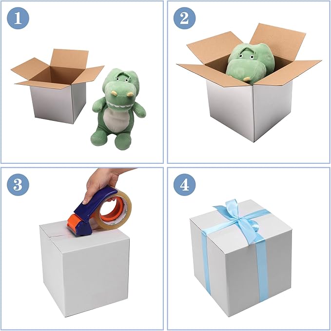 Hoikwo 7x7x7 Shipping Boxes Set of 25, White Corrugated Cardboard Box for Small Business for Packaging Mailing