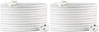 Amazon Basics Extension Cord, 13 Amps, 125V, 20 Foot, White - Pack of 2