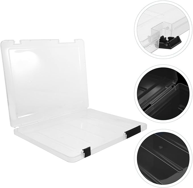 Portable Plastic File Storage Box Organizer Project Case for Documents and Papers Stackable Document Holder Suitable for Office Home and Travel Use