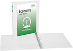 Office Essentials Economy View 3 Ring Binders, 1" Round Rings, 1.4" Spine, 175-Sheet Capacity, White Binders, Ideal for Occasional Use and Light Referencing (4-Pack of 03126)