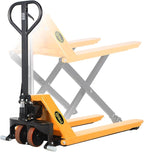 APOLLO Scissor Pallet Jack - Manual High Lift Pallet Truck, 45 x 27 Forks, 2200 lbs Capacity, 31.5" Lifting Height, Only for Open-Bottom Pallets