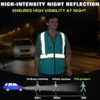Safety Vest Customize Logo with 5 Pockets & Zipper Reflective High Visibility Vest Class 2 Outdoor Workwear