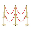 Red-Gold Stanchions Posts, 6 Packs Stanchion Set Crowd Control Barriers with 4.9 ft Red Velvet Rope, Stanchions and Velvet Ropes Red Carpet Poles for Party Supplies