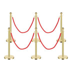 Red-Gold Stanchions Posts, 6 Packs Stanchion Set Crowd Control Barriers with 4.9 ft Red Velvet Rope, Stanchions and Velvet Ropes Red Carpet Poles for Party Supplies