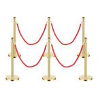 6 PCS Gold Stanchion Posts,Red Carpet Safety Barrier,Crowd Control Barriers,5 ft Red Velvet Rope Carpet Ropes,Stainless Steel Gold Stanchions,Line Dividers for Parties,Weddings,Museums