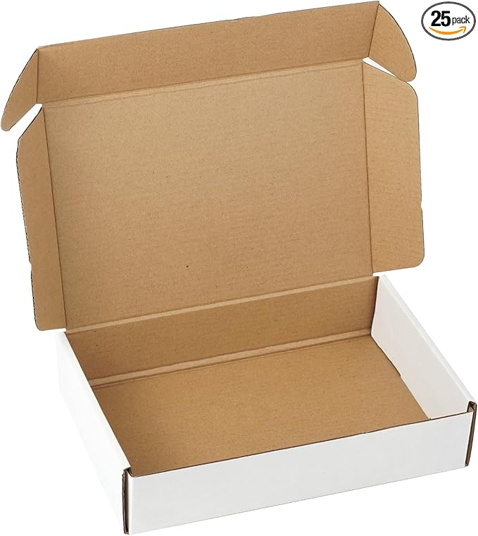 25 Pack 9"x6"x2" inch Small Shipping Boxes White Corrugated Cardboard Box for Small Business, Mailer, Shipping, and Packing