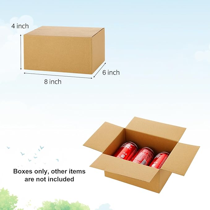 Famagic Small Shipping Boxes 8x6x4 Inch 10 Pack Brown Box Corrugated Cardboard Boxes for Packaging Small Business, Mailing Boxes for Shipping