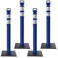 Kanayu 49 Inch Traffic Delineator Posts with 8.8 Lbs Rubber Base PE Delineator Post Portable Parking Pole Traffic Cone Barrier with Removable Base, Reflective Band(4 Packs,Blue)