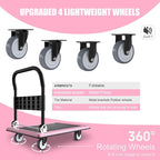 WUD Push Cart, Folding Mobile Platform Trolley,Thickened and Reinforced, 360° Swivel Wheels,35.4 “L x 23.6 ”W, 1100 lb. Pink Dolly cart with Wheels (Pink, Large)