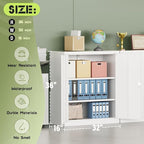 Incbruce 36” Metal Storage Cabinet, Locking Steel Storage Cabinet with 2 Doors and 2 Adjustable Shelves, Small Lockable Tool Storages Cabinet for Garage, Home, Office (White)