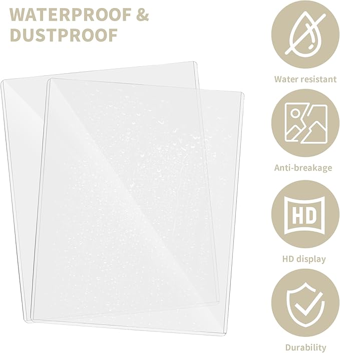 souG 25 Pack 8.5" x 11" Rigid Print Protectors, Clear Waterproof Hard Plastics Page Sheet Protectors, Paper Sleeves Photo Plastic Sleeves Hard Plastic Document Holder Birth Certificate Protector