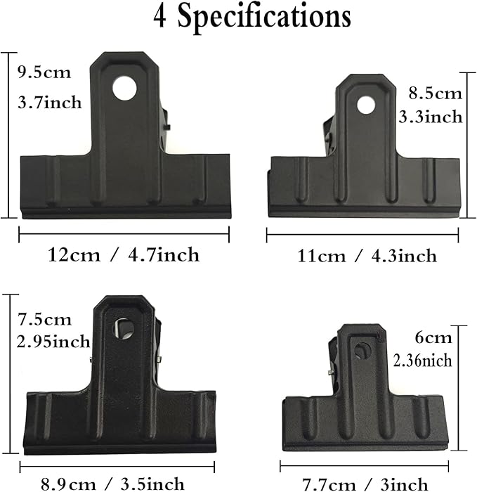 Locci Black Large Bull Clips, 10 Pack Extra Large Binder Clips 4.7 Inch (120 mm) for Home, Work, Art, Office and Kitchen