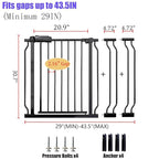 Walk Through Baby Gate 29-43.5 Inch Wide Large Baby Gate for Stairs Tension Pet Dog Gates Indoor for Doorways No Drilling Pressure Mounted Pet Gates for Kids
