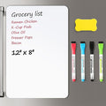1 Pack Magnetic Dry Erase Board Sheet for Fridge, 12"x8" Erasable Refrigerator WhiteBoard w/ 4 Markers & 1 Eraser- Smooth and Flexible Small Magnet Blank Notepad for Home Kitchen Organizer and Planner