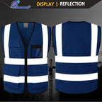 Hi Vis Reflective Safety Vest for Men Women Mesh High Visibility Vest with Pockets,Meets ANSI/ISEA Standards(EK170-Mesh-Blue-XL)