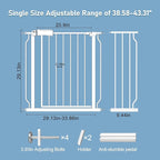 ALLAIBB Extra Wide Pressure Mount Baby Gate Auto Close White Metal Child Dog Pet Safety Gates with Walk Through for Stairs,Doorways,Kitchen and Living Room(38.58-43.31"/98-110cm)