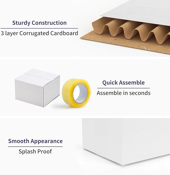 25 Pack Shipping Boxes 6x6x4 Inches, White Corrugated Cardboard Mailing Box for Packing, Mailing, Small Business