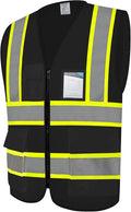 High Visibility Vest for Men Women 5 Pockets Safety Vest with Reflective Strips, Hi Vis Vest with Mesh Fabric, Breathable, (GR720-Black,S).