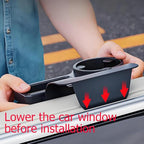 GDQ 4-in-1 Car Window Organizer - Clip-On Cup Holder & Phone Mount with Hooks | No Drill Universal Fit for SUV/Truck/Sedan | Insert Installatio（1 Pack）