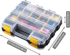 Tools Box Organizer Double Side 34 Compartments Hardware Organizers with Removable Plastic Dividers for Screws Nuts Nails
