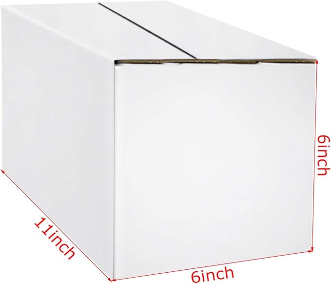 PETAFLOP Shipping Boxes 11x6x6, White Mailer Corrugated Cardboard Box for Small Items Shipping, 25 Pack