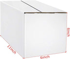 PETAFLOP Shipping Boxes 11x6x6, White Mailer Corrugated Cardboard Box for Small Items Shipping, 25 Pack