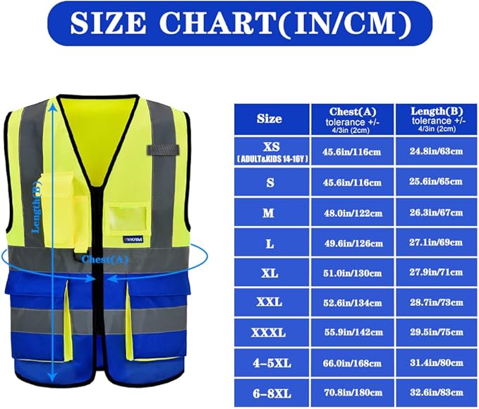 A-SAFETY yellow blue construction vest