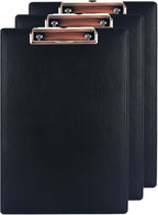 A4 Clipboard,3 Pack PU Clipboards with Hanging Hole for Office,School or Restaurant,Black