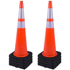 OrangeStar 36" Traffic Cones 8-Pack, Orange Safety Cones with Reflective Collars, Weighted Rubber Base for Parking, Construction, Road Safety, Indoor & Outdoor Use
