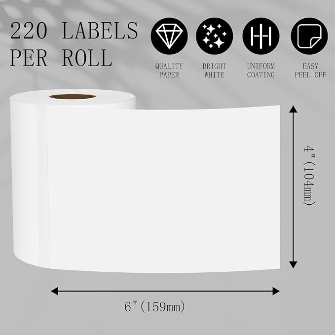 4"x6" (20 Rolls) BESTIKER Direct Thermal Shipping Labels Compatible with 4XL Label Writer 1744907, 1755120, Perforated Postage Label Paper for Thermal Printer, 220 Labels/Roll