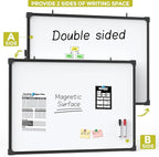 MaxGear Magnetic Dry Erase White Board, 36 X 24 Inches Double Sided Whiteboard, Black Aluminum Frame White Board for Wall, Hanging Planner Board with 2 Dry Erase Markers for School Office Home