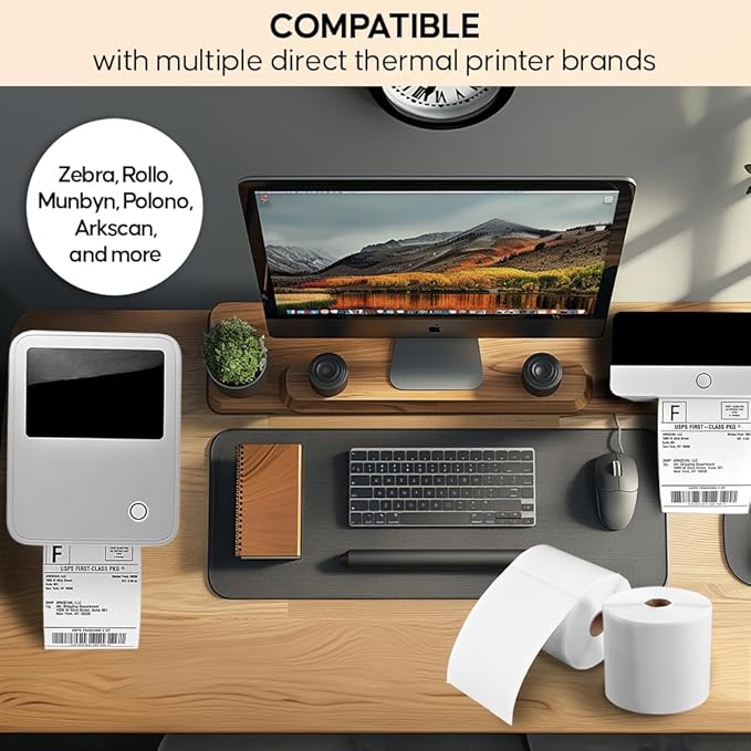 SL450 4x6 Shipping Label in 1 Roll (450 Pages per roll) Support Arkscan Label Printers, Compatible w/Zebra LP2844, Zp-450, Zp-500, Zp-505 and Other Brands, It's Designed for Direct Thermal, White.