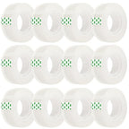 OWLKELA 12 Rolls Clear Tape Refills, Transparent Tape, All-Purpose Transparent Glossy Tape Rolls for Office, Home, School（60U）