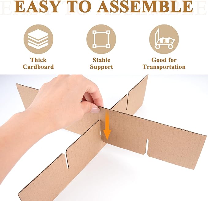 10 Set Moving Box Divider Kits, Short Cardboard Packing Dividers for Separating Fruit, Kraft Paper Box Inserts board Safe Shipping Supplies for Glass