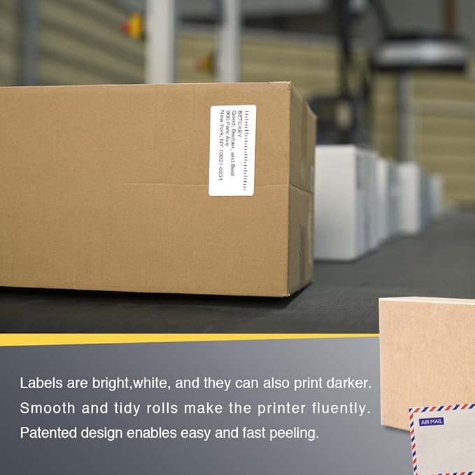 BETCKEY - 3" x 1.5" (76 mm x 38 mm) Barcode Shipping & Address Labels Compatible with Zebra & Rollo Label Printer,Premium Adhesive & Perforated [20 Rolls, 19000 Labels]