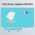 Glass Whiteboard - Glass Dry Erase Board 48" x 36" Magnetic White Board Writing Board White Boards for Walls Wall Office Home, Blue