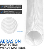Split Braided Cable Sleeve，Flexible Wire Loom Tubing, Automotive Cord Protector Pet Proof, Cable Management for Computer TV Electric Wires Harness 16ft (White, 25mm（1")
