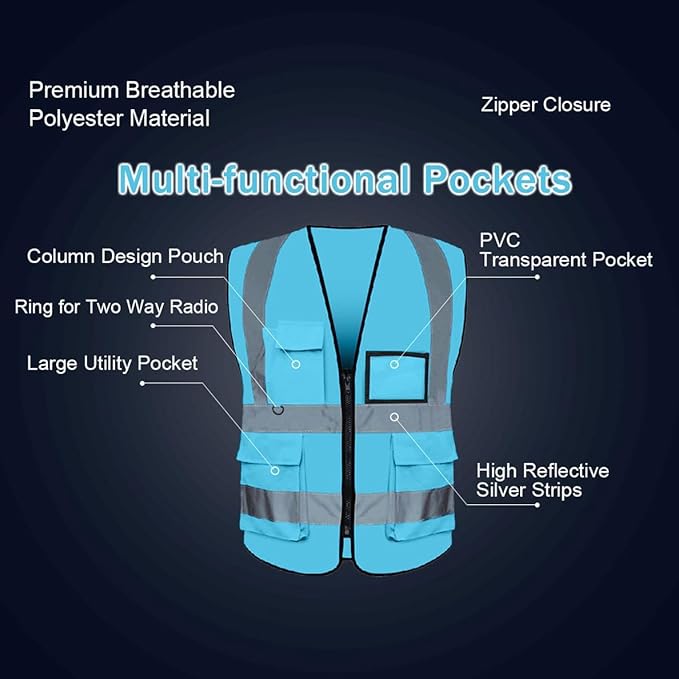 BeautyWill 10/20 Pack Custom Logo Safety Vest,Bulk High Visibility Class 2 Reflective Work Vests