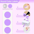 1 Inch Circle Dot Stickers 1000 PCS Color Coding Thermal Labels Dots Writable Printable Small Round Stickers for Office, Classroom, Inventory, Garage, Organizing Storage, Light Purple