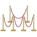 6 PCS Stanchions and Velvet Ropes, Gold Posts 5 Feet Crowd Control Barriers, Stainless Steel Poles for Red Carpet Themed Party Decoration (Golden)