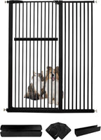 Lumizone Extra Tall Pet Gate 55.12" High Pressure Mounted 46.65"-50.78" Extra Wide (9 Sizes) 1.37" Gap for Cat Dog Stairs Doorway Hallway No Drilling Auto-Close (46.65"-50.78" W, Black)