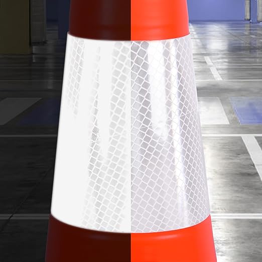 6 Pack 28" Inch Large PVC Traffic Cones with Heavy-Duty Black Base, High-Visibility All-Weather Safety Cones for Road Construction, Parking Lot, Garage Use (6, Orange, 28" Large)