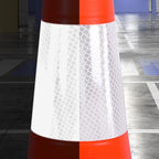 6 Pack 28" Inch Large PVC Traffic Cones with Heavy-Duty Black Base, High-Visibility All-Weather Safety Cones for Road Construction, Parking Lot, Garage Use (6, Orange, 28" Large)