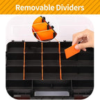 Small Parts Organizer, 34-Compartments Hardware Organizer Box, Double Side Storage Case Tools Box with Removable Dividers for Screws, Bolts, Nails, Beads, Jewelry & More