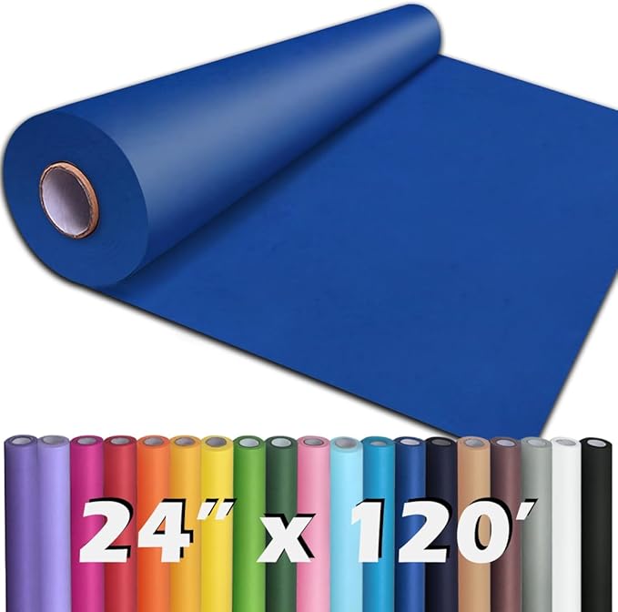 PerkHomy 24" x 1,440" (120') Blue Kraft Paper Roll for Craft Bulletin Board Paper Art Table Covering Crafting Gift Wrapping Bouquet Packing Parcel 80GSM 55LB (Blue, 24" x 120')