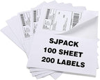 SJPACK 100 Half Sheet Shipping Labels 5-1/2" X 8-1/2" Address Blank Labels Laser/Ink Jet